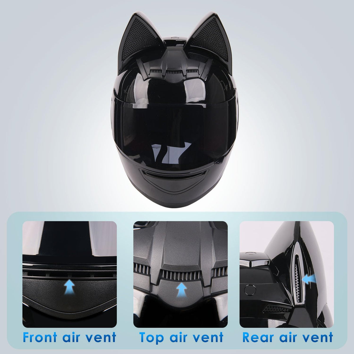 Bluetooth Motorcycle Cat Ear Full Face Helmet DOT Approved C22716