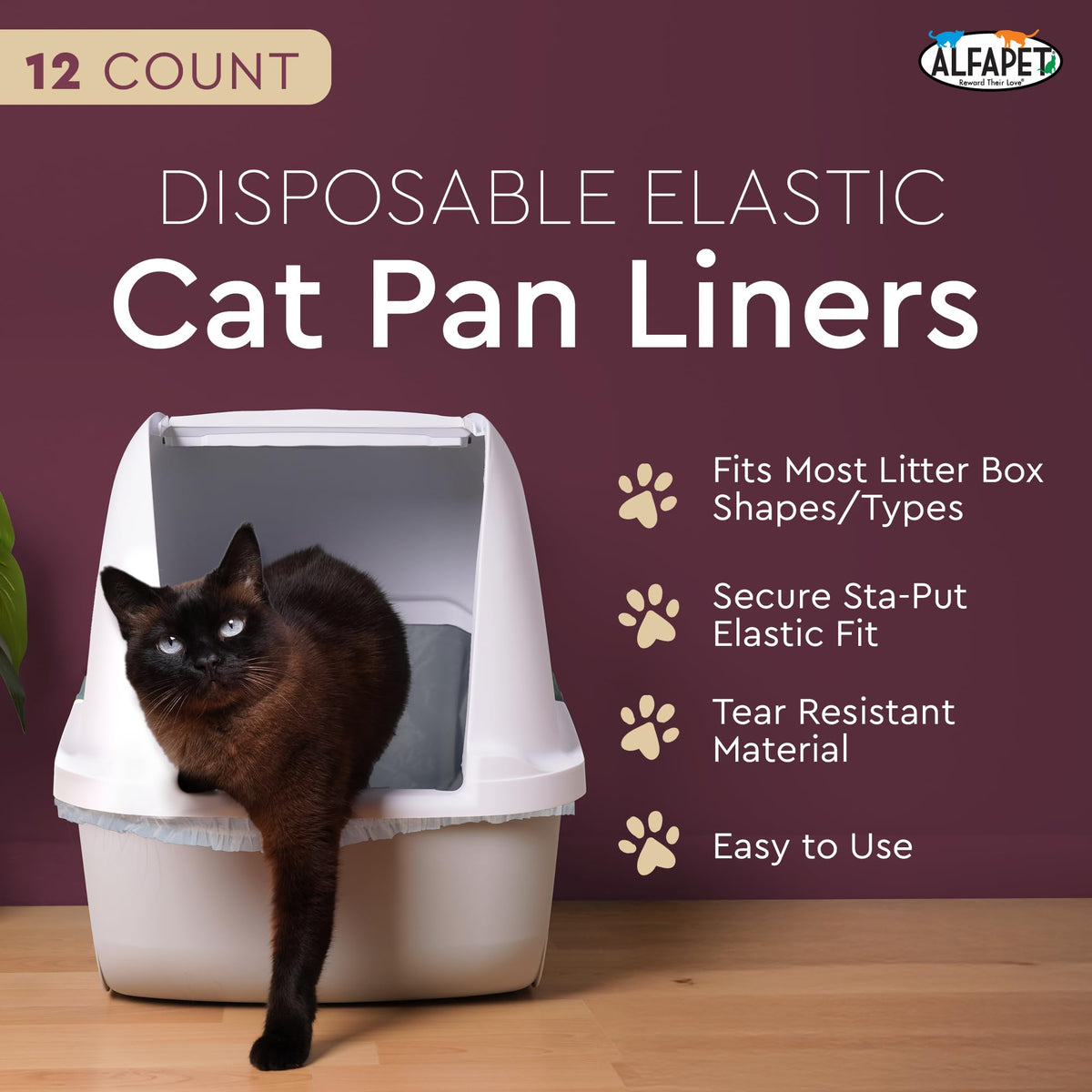 Cat Litter Box Liners Large 12 Count Tear-Resistant Waterproof H516851