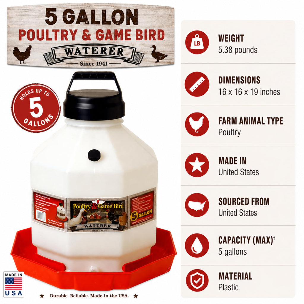 5 Gallon Translucent Plastic Poultry Waterer E8871