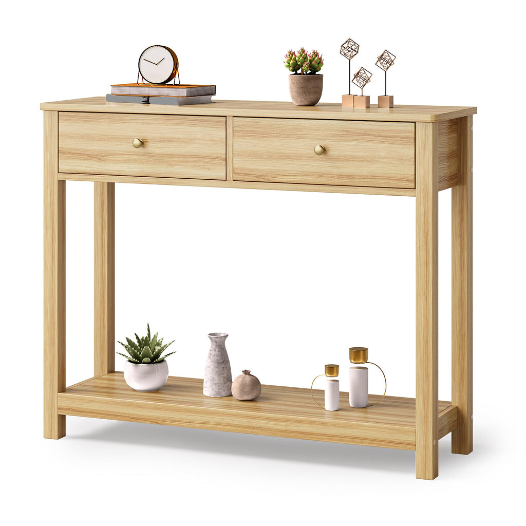 2 Drawer Oak Console Table L95254