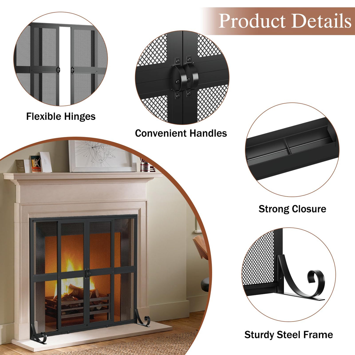 Fireplace Screen with Sliding Doors U379799