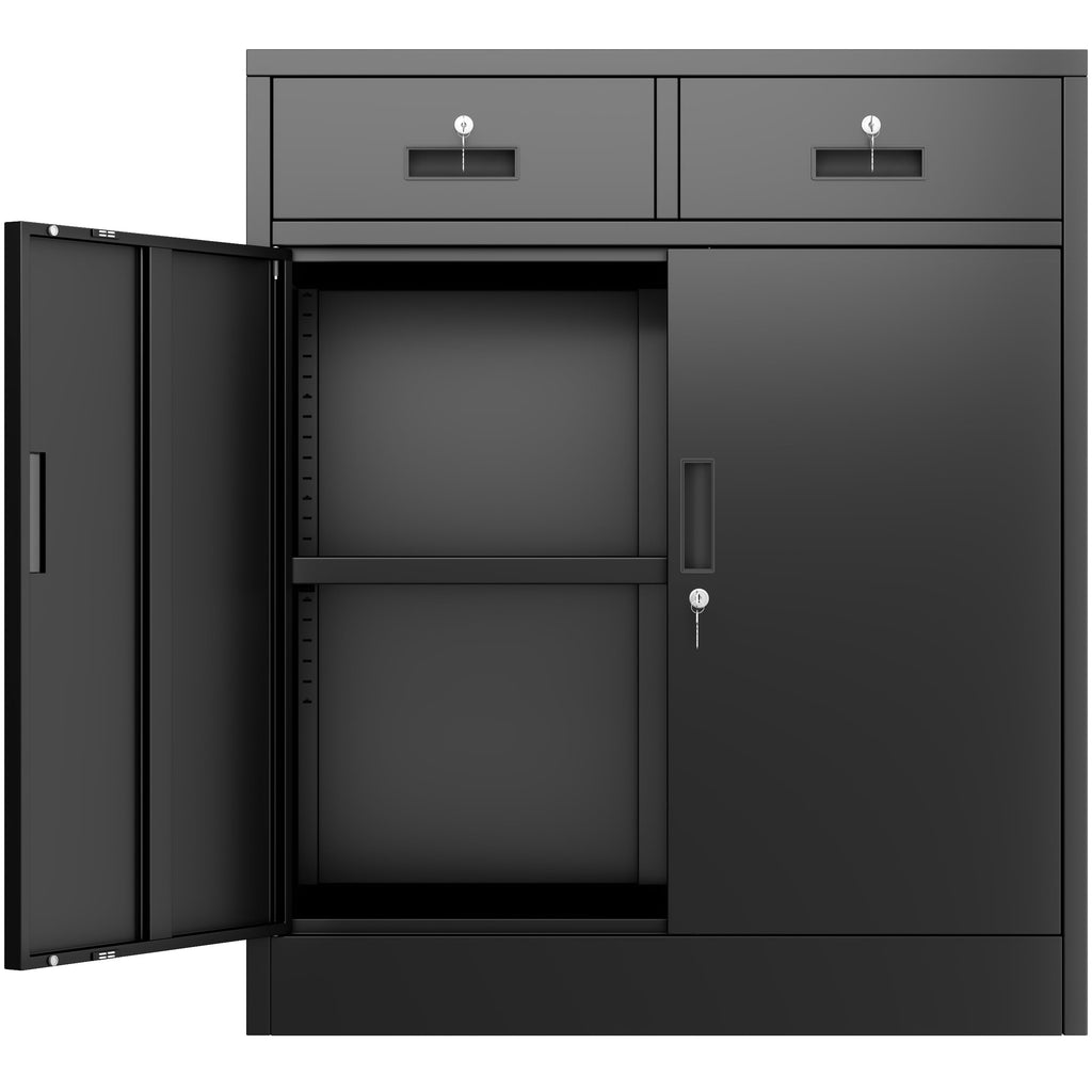 Black Metal Storage Cabinet with 2 Drawers B677