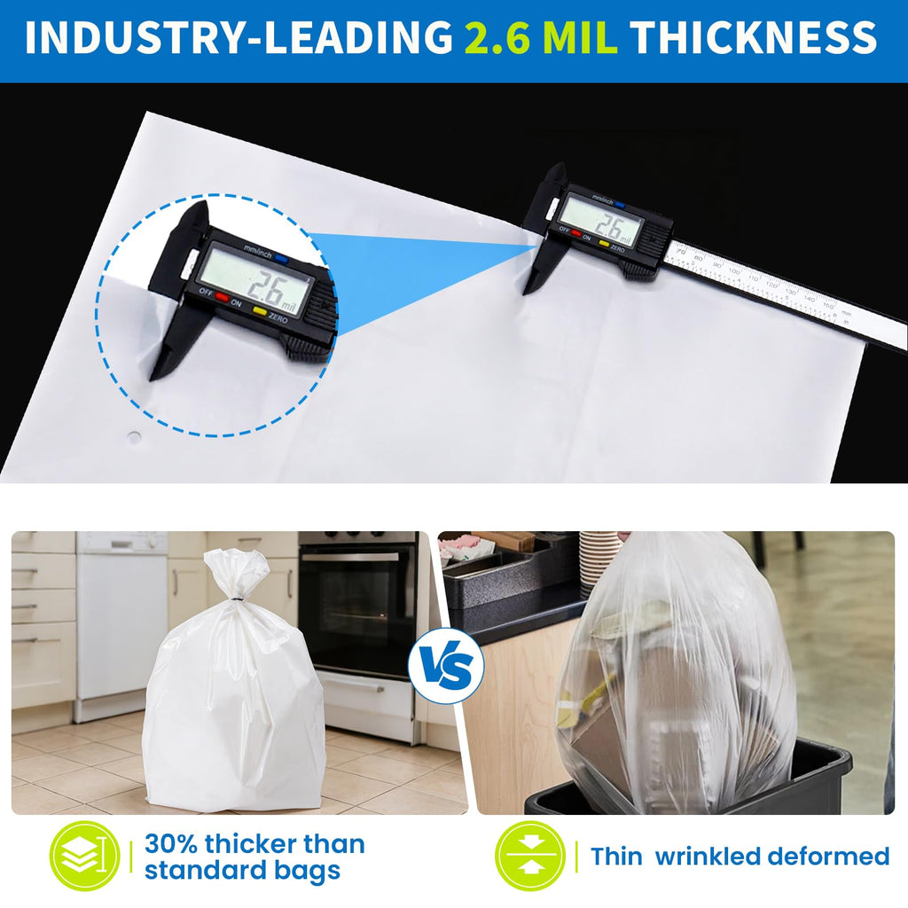 80-pack 2.6 mils White Trash Compactor Bags with Twist Ties G306897