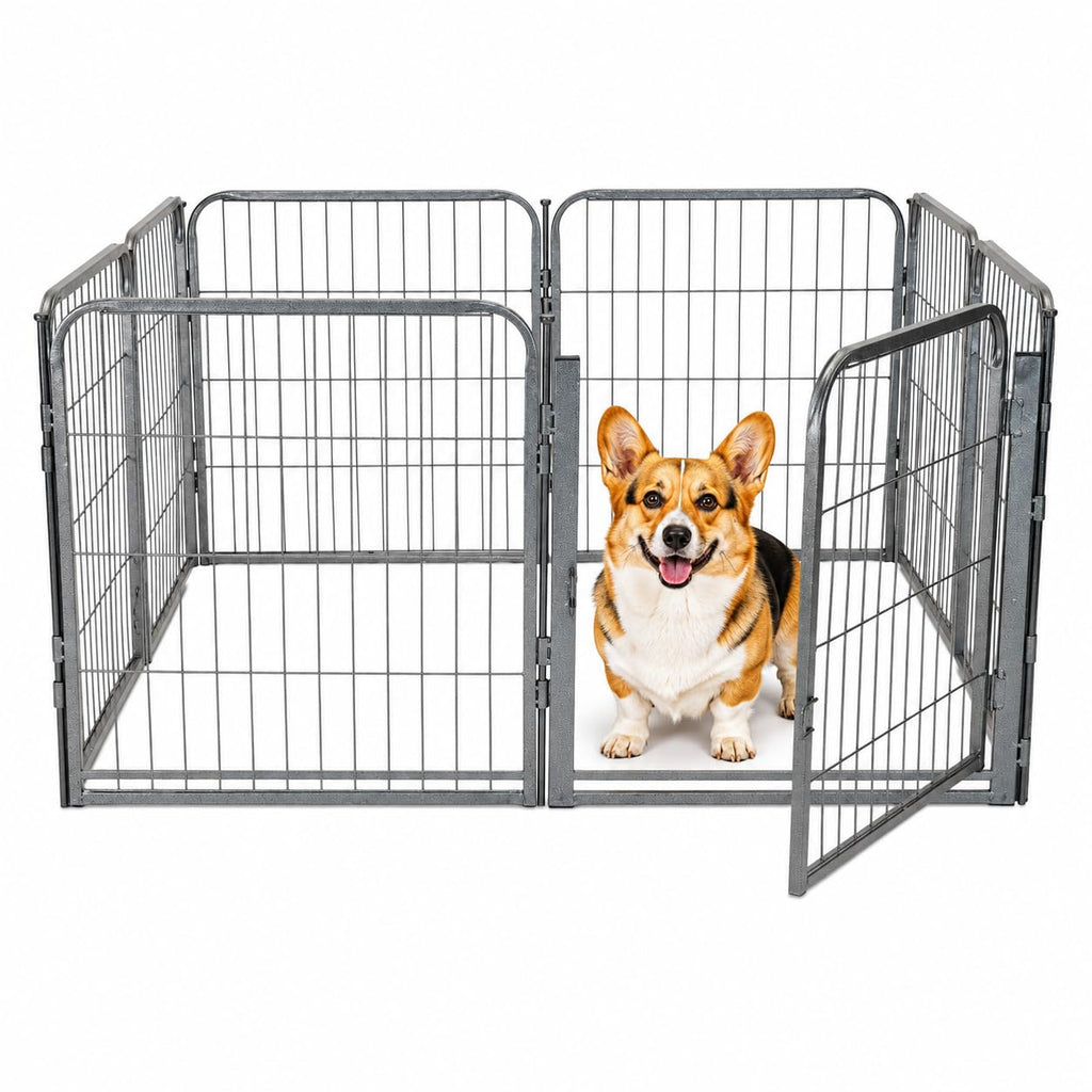 24 inch 8 Panel Portable Grey Metal Pet Playpen V538947