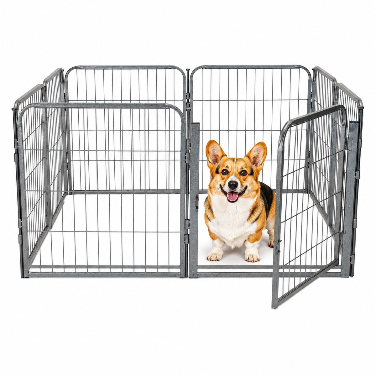 24 inch 8 Panel Portable Grey Metal Pet Playpen V538947