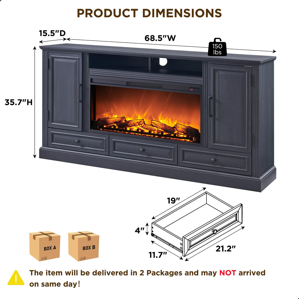 Black Fireplace TV Stand O306971
