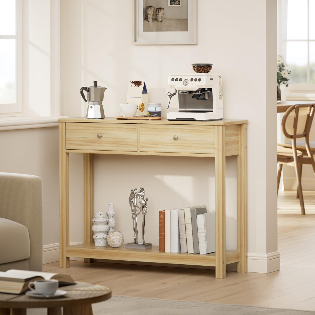 2 Drawer Oak Console Table L95254