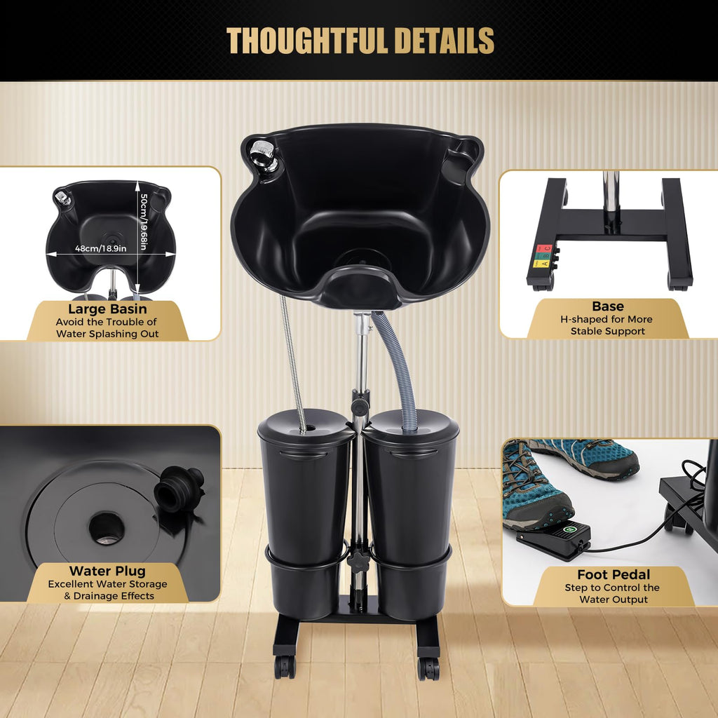 Portable Shampoo Sink with Rolling Base B861