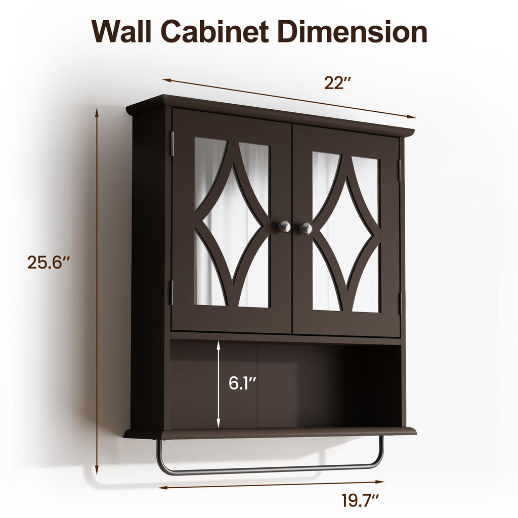 Wall Mounted Bathroom Medicine Cabinet with Towel Rack 22x25 inch U195346