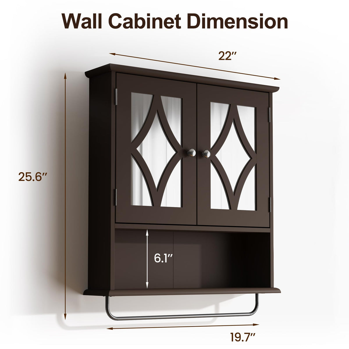 Wall Mounted Bathroom Medicine Cabinet with Towel Rack 22x25 inch U195346