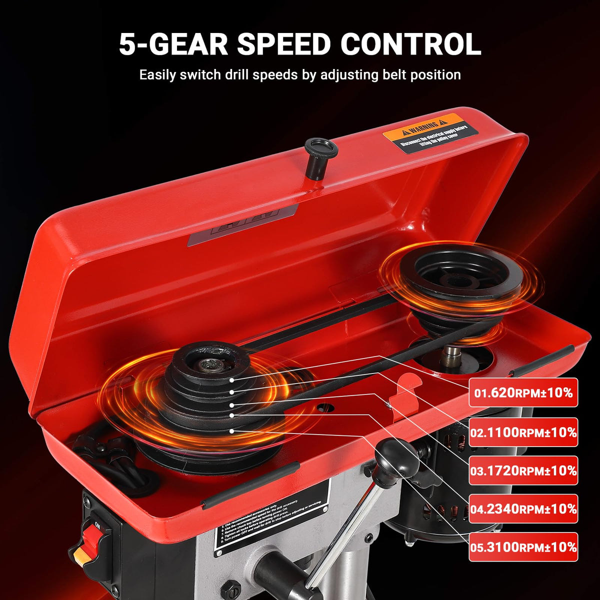 8" Benchtop Drill Press with 5 Adjustable Speeds A3123