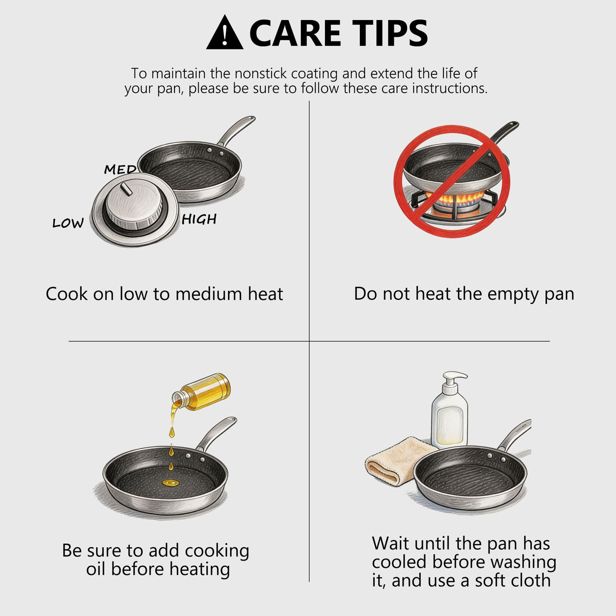 8, 10 and 12-Inch Non Stick Ceramic Frying Pans with Lids C5951