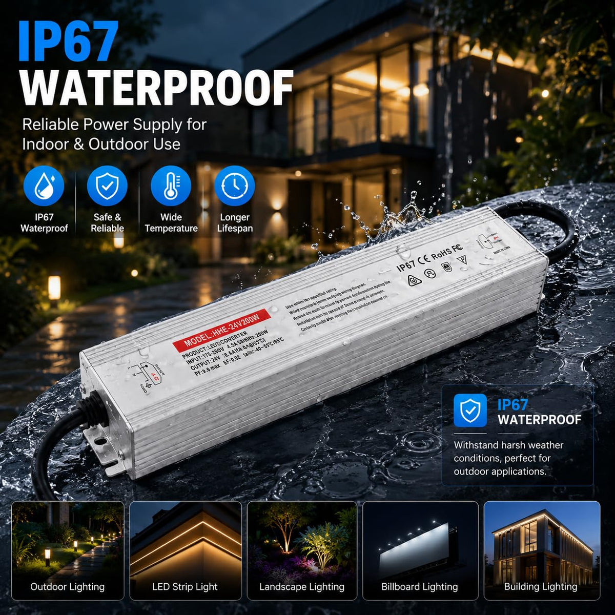 24V 200W IP67 Waterproof LED Power Supply U676047