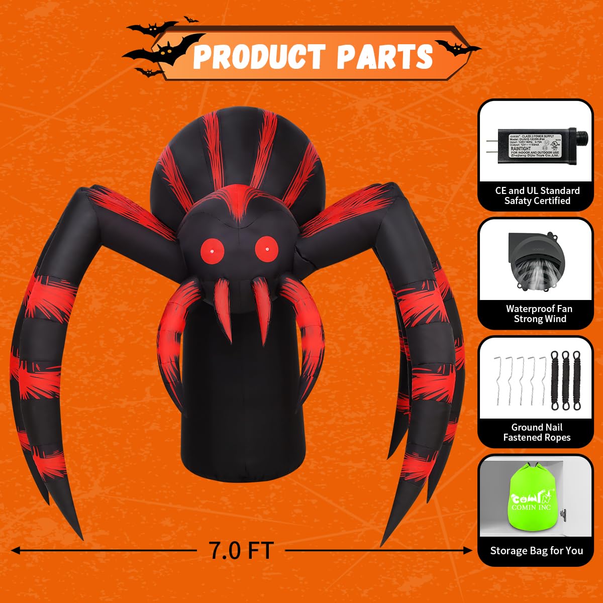7FT Halloween Inflatables Yard Decor with LEDs R5424