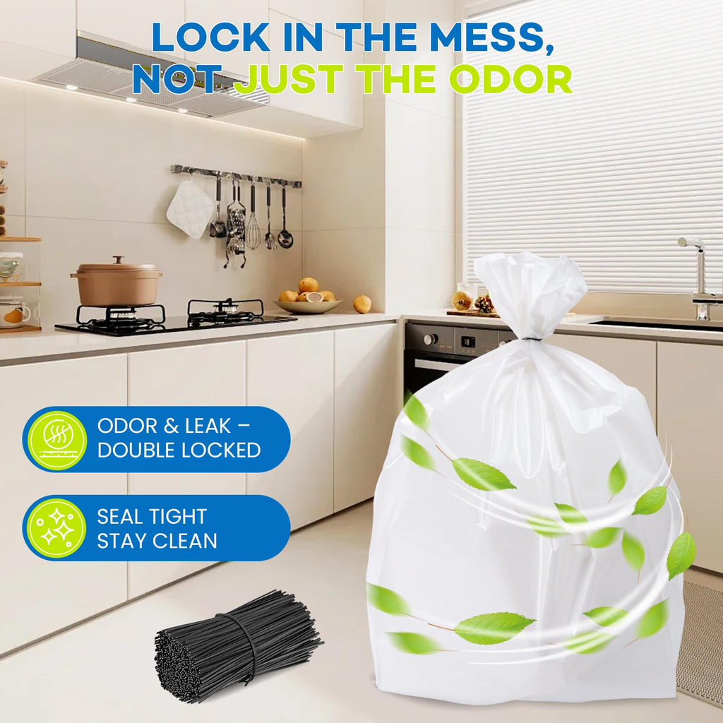 80-pack 2.6 mils White Trash Compactor Bags with Twist Ties G306897