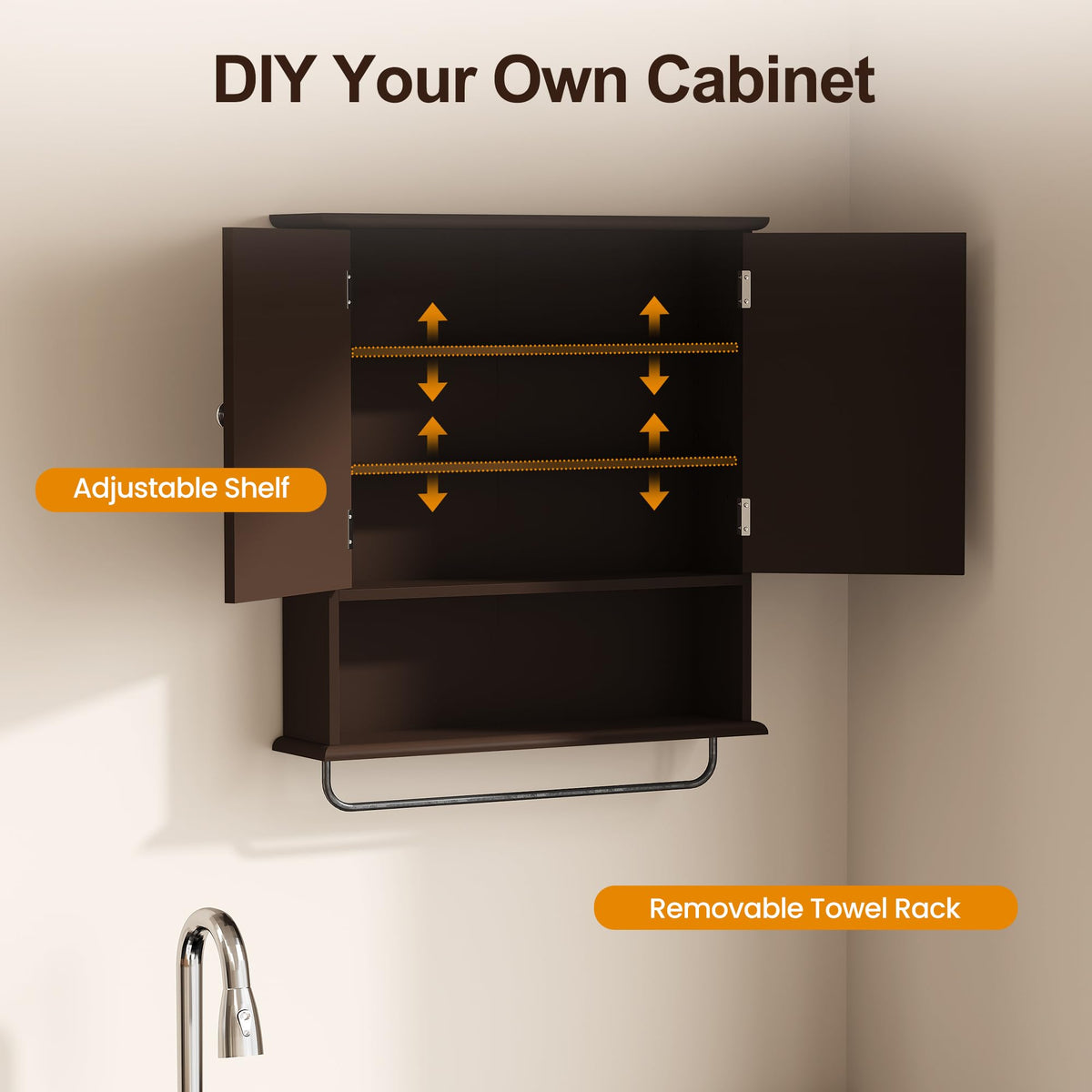 Wall Mounted Bathroom Medicine Cabinet with Towel Rack 22x25 inch U195346