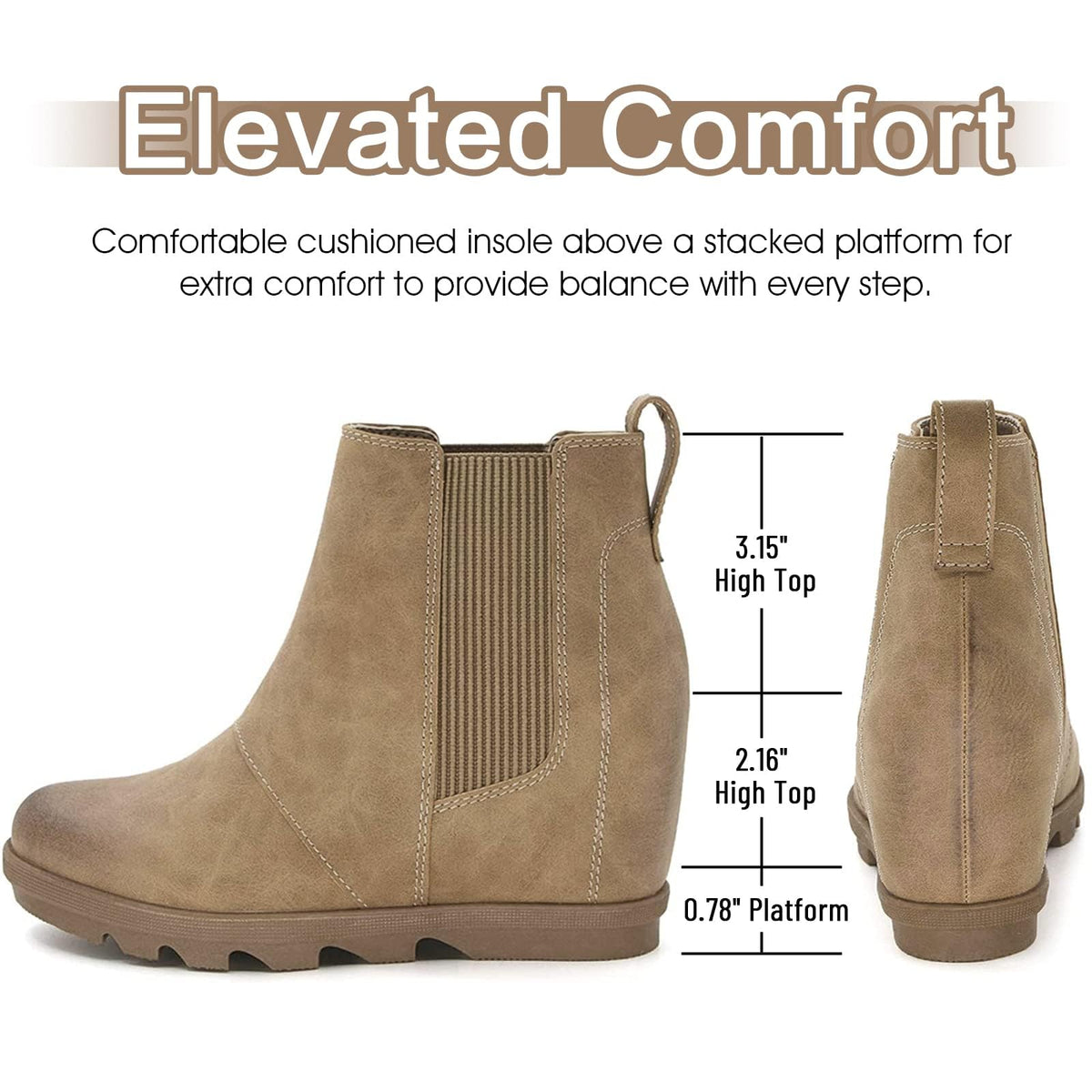 Women's Hidden Heel Chelsea Ankle Wedge Boots Q5733
