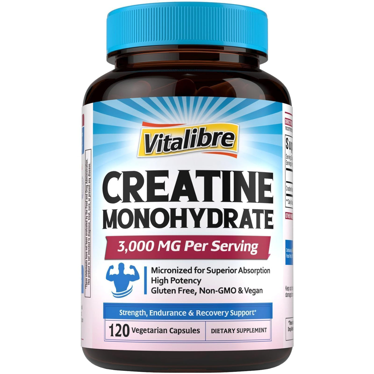 Micronized Creatine Monohydrate 3000 mg 120 Capsules Y462711