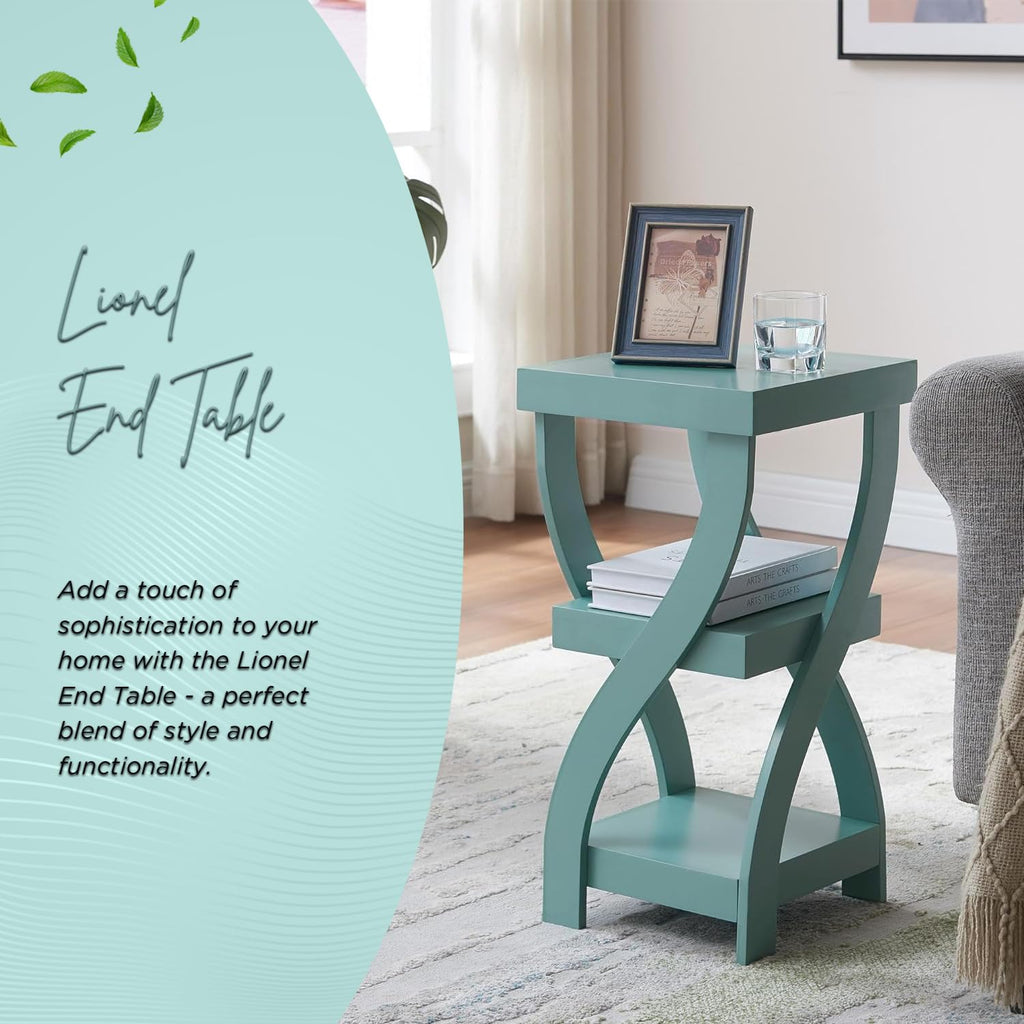 3-Tier Twisted Wood End Table with Open Storage Shelves S8582