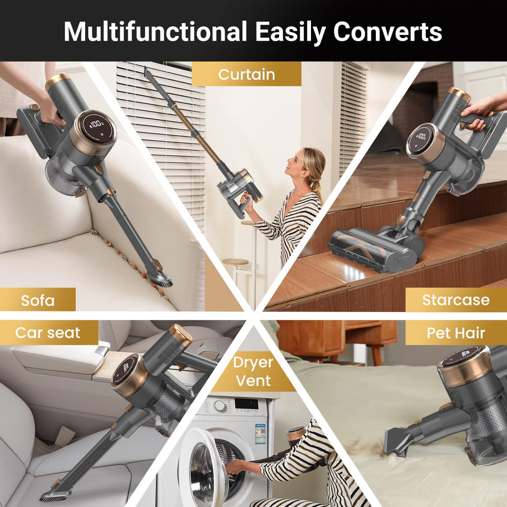 Cordless Stick Vacuum Cleaner 10-in-1 Lightweight 45mins Runtime H5335