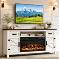 White 70 inch Fireplace TV Stand with Barn Door Y250117