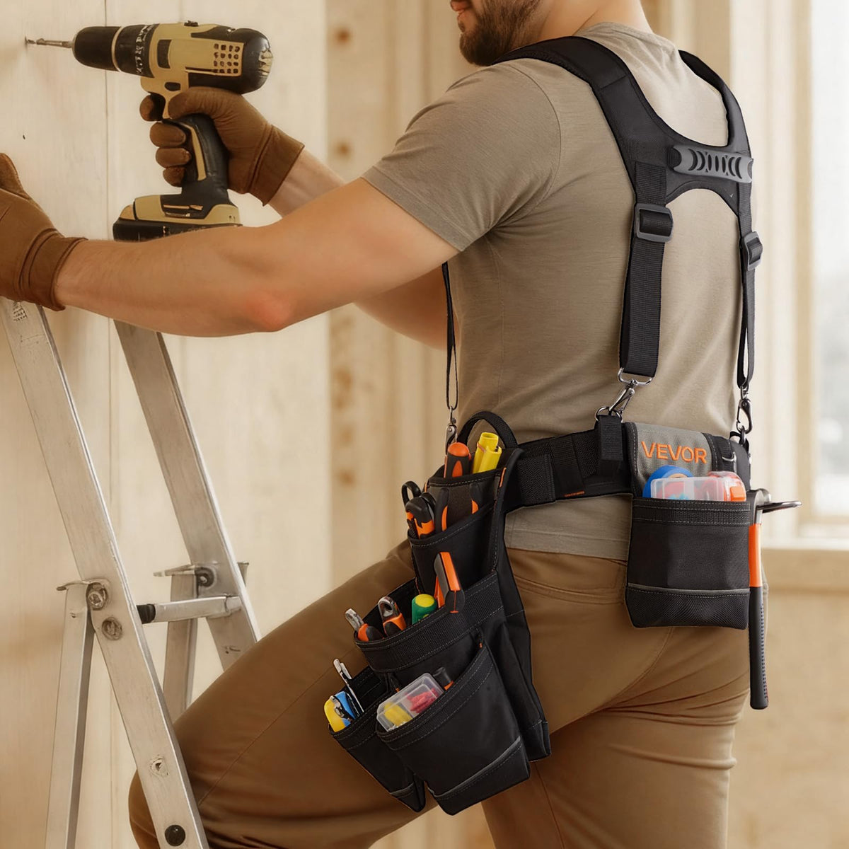 19 Pockets Adjustable Tool Belt with Suspenders P692306