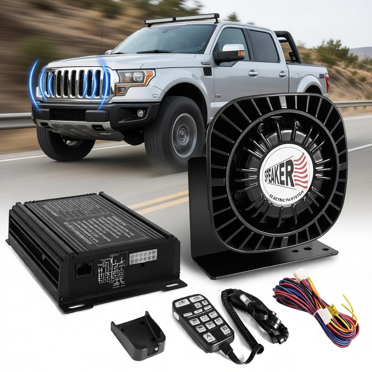 200W Multi-Tones Emergency Siren Speaker Kit with Handheld Microphone E8889
