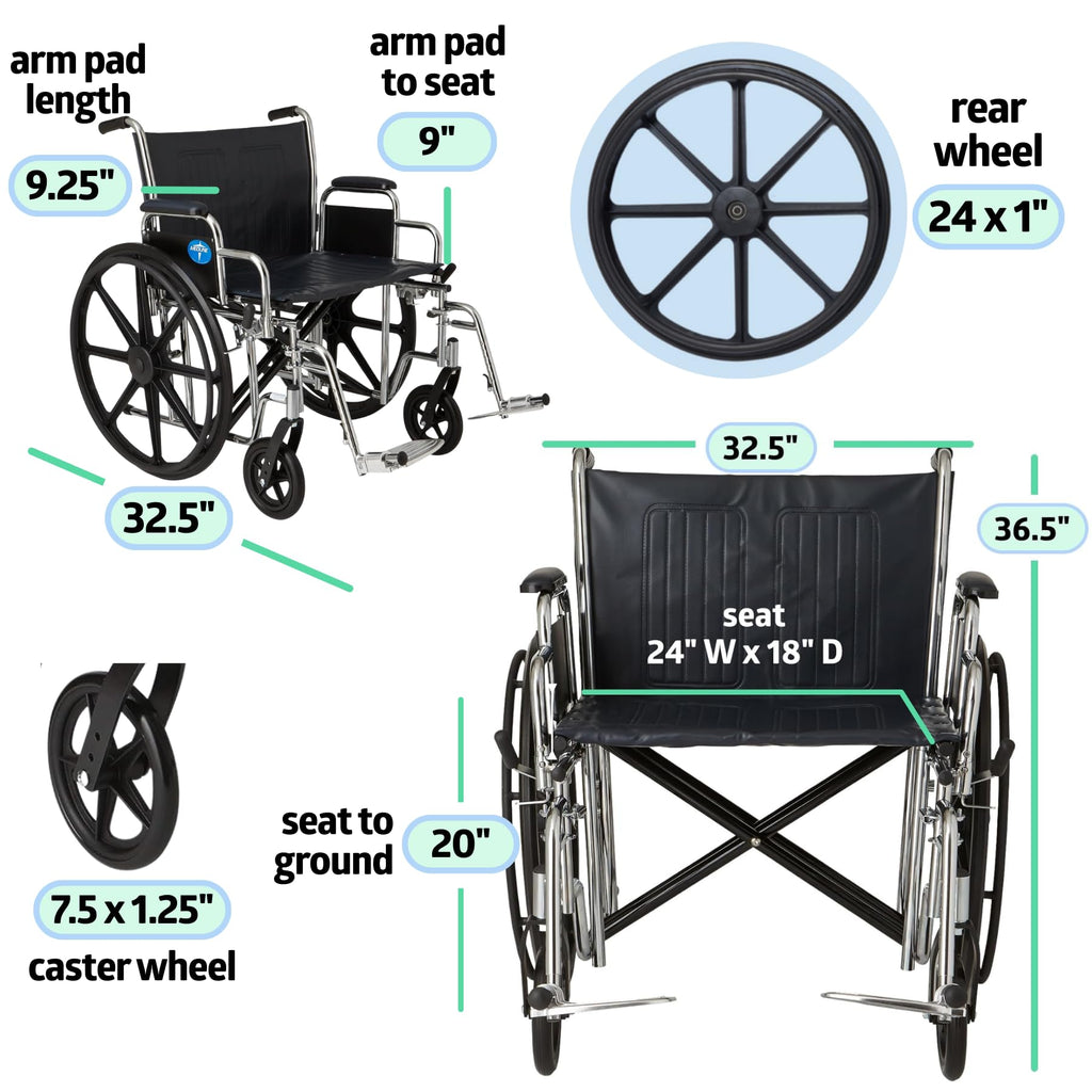 Extra-Wide Bariatric Wheelchair with 24" Wide Seat W922