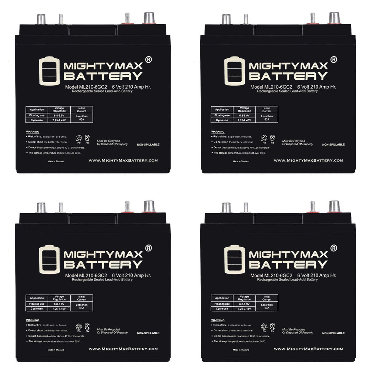 6V 210AH Deep Cycle AGM Battery 4 Pack V32687