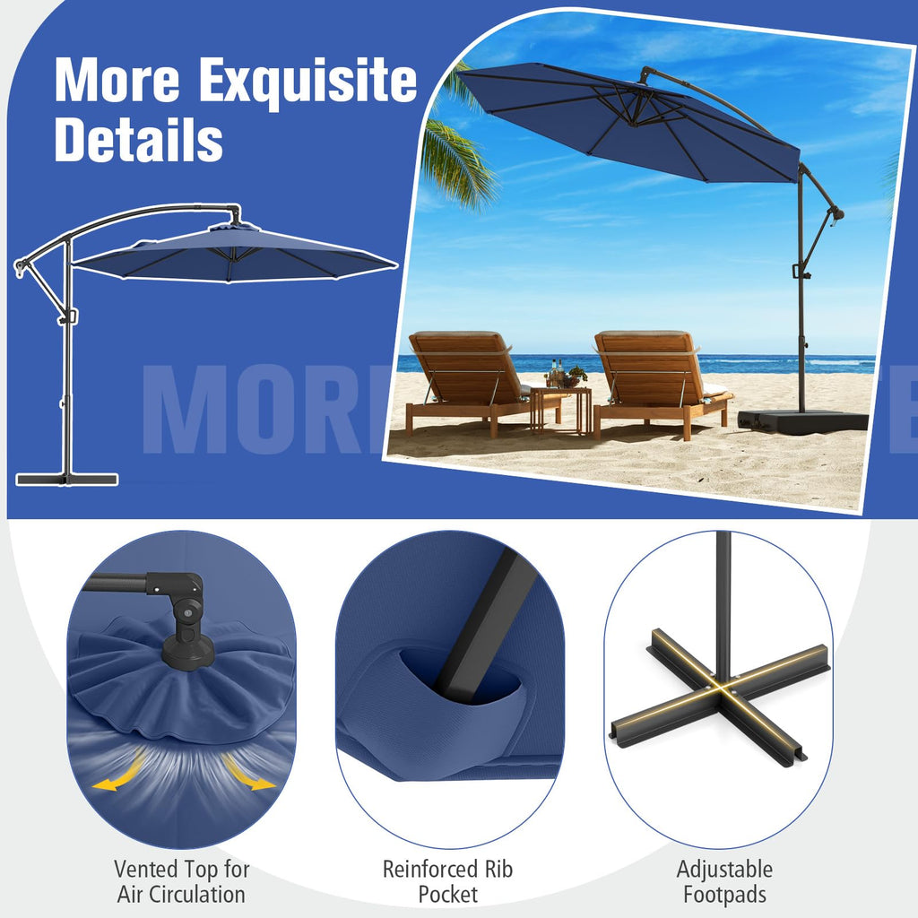 10 FT Navy Offset Cantilever Umbrella U95424