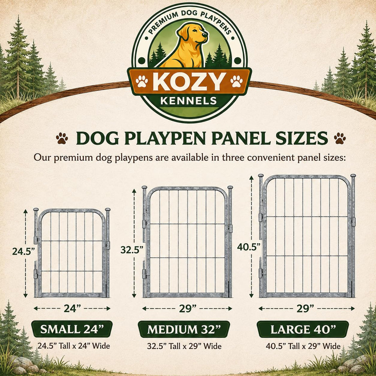 24 inch 8 Panel Portable Grey Metal Pet Playpen V538947