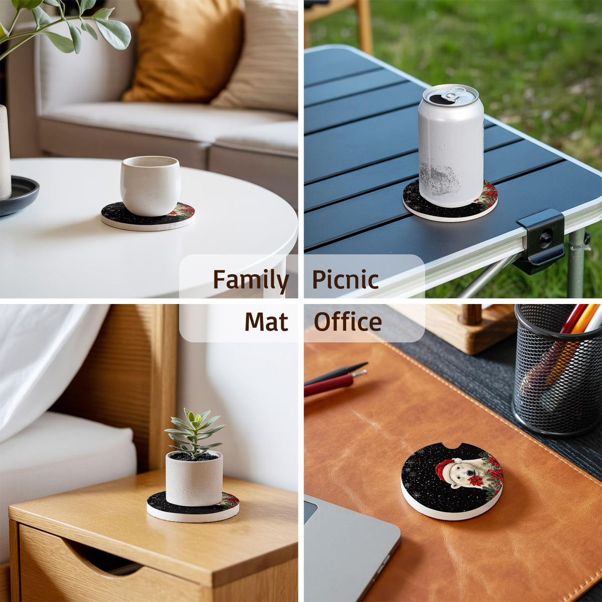 Absorbent Ceramic Stone Car Coasters Set of 2 I740564