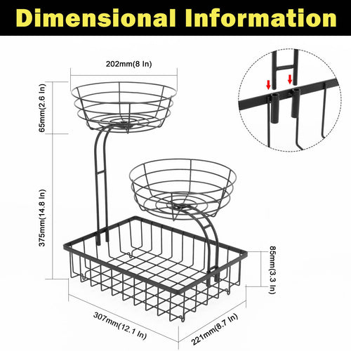 3 Tier Metal Fruit Vegetable Basket C7972