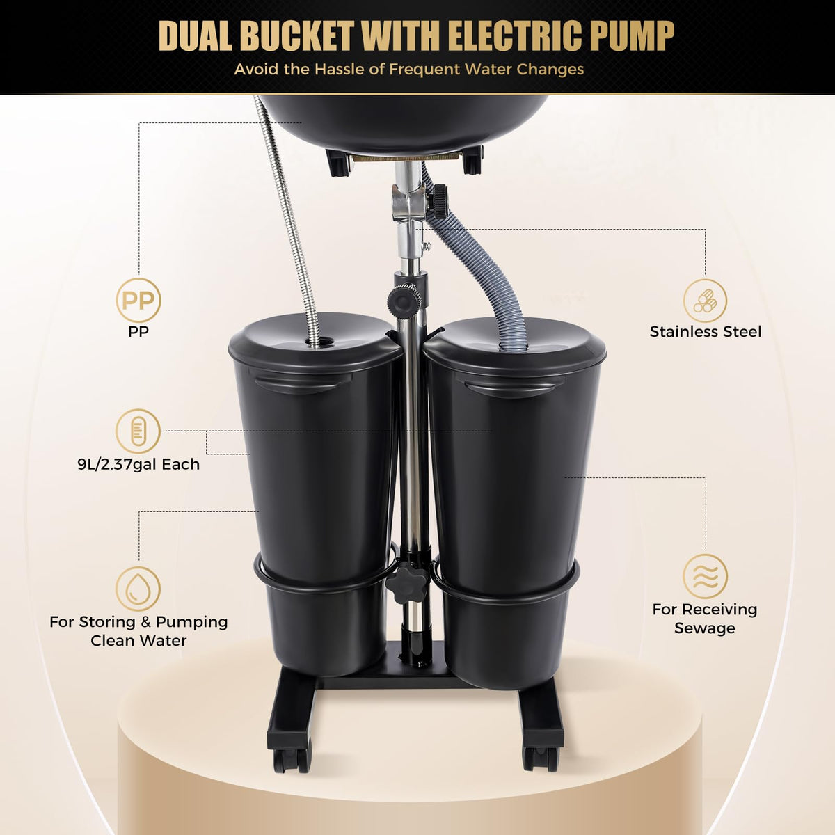 Portable Shampoo Sink with Rolling Base B861