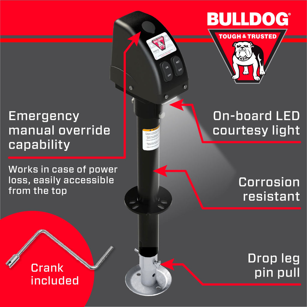 Powered Trailer Jack, A-Frame, 3,500 lbs. Lift Capacity, Bolt-On, 14 Inch Travel T344