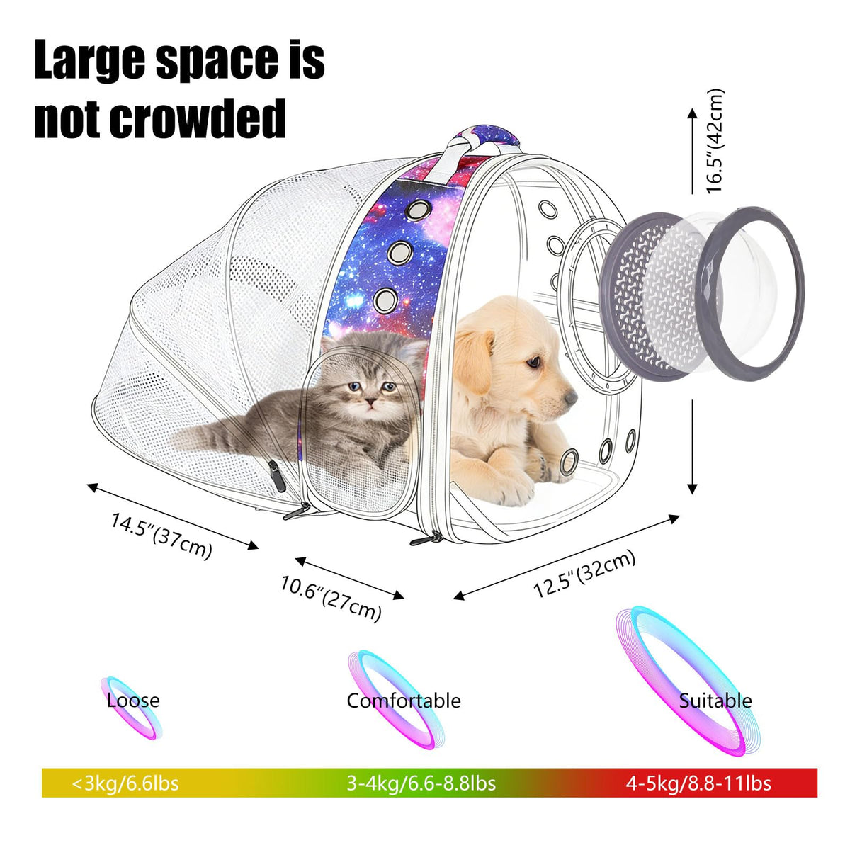 Blue Expandable Cat Backpack with Clear Window J844