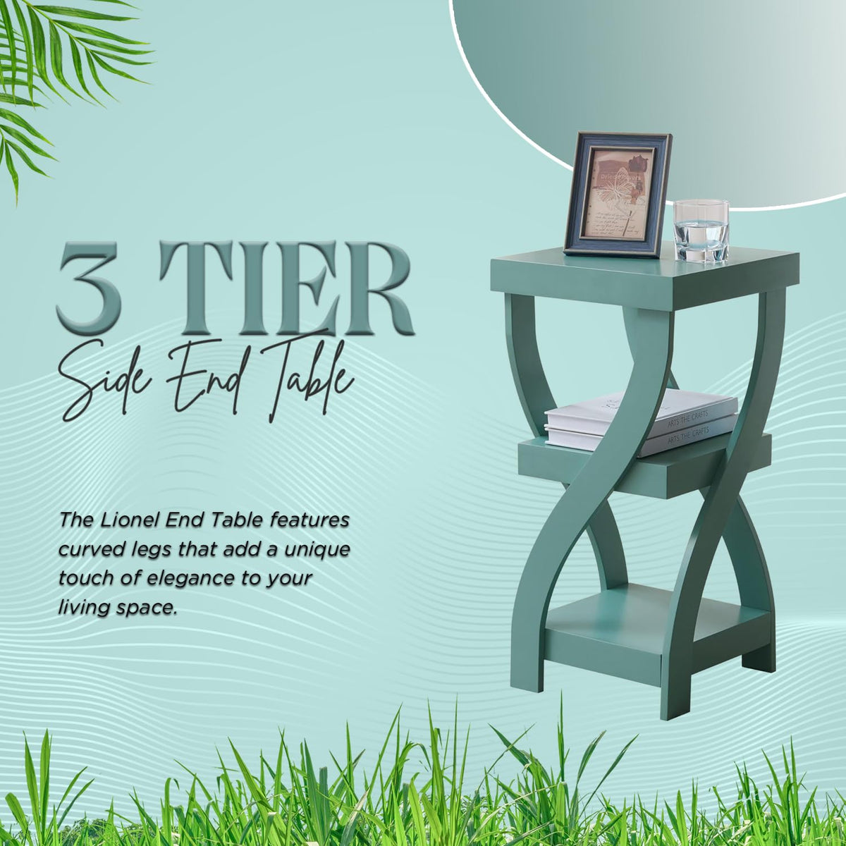 3-Tier Twisted Wood End Table with Open Storage Shelves S8582