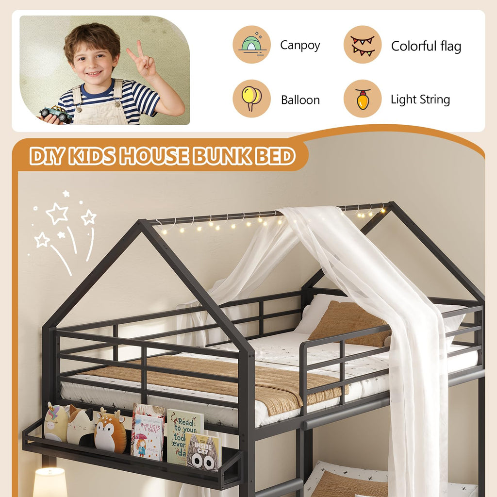 Twin Over Twin Bunk Bed with Desk and Drawers F33284