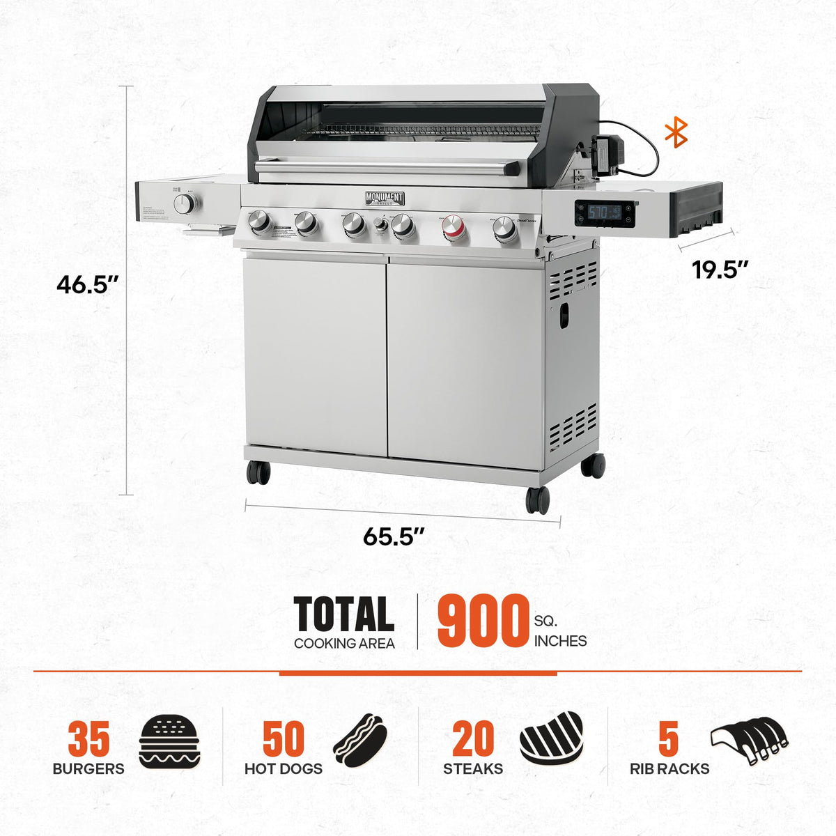 6+1 Burner Propane Gas Grill with Cover and Rotisserie Kit S261619
