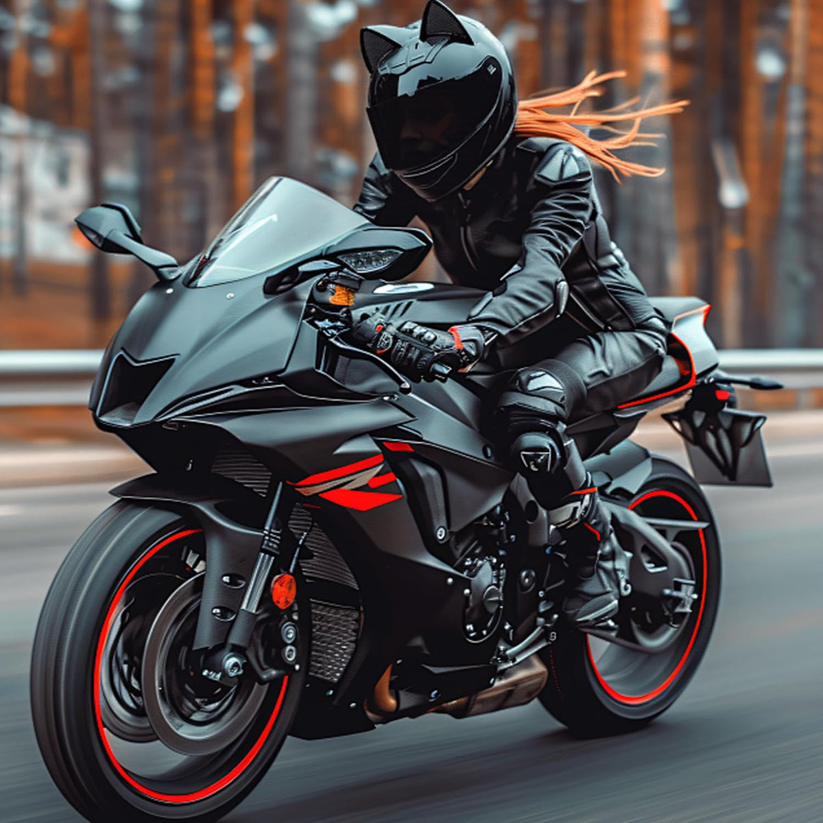 Bluetooth Motorcycle Cat Ear Full Face Helmet DOT Approved C22716