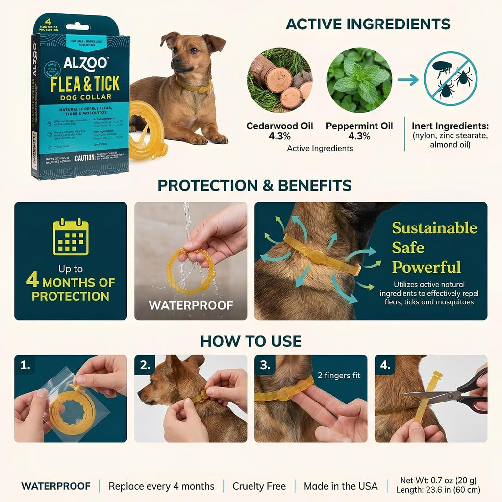 Plant-Based Flea & Tick Dog Collar for Small-Sized Dogs P3663