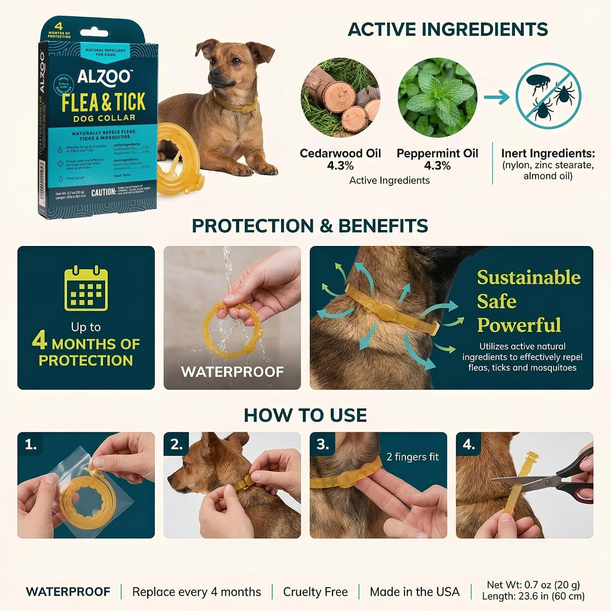 Plant-Based Flea & Tick Dog Collar for Small-Sized Dogs P3663