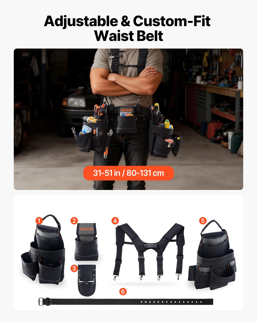 19 Pockets Adjustable Tool Belt with Suspenders P692306