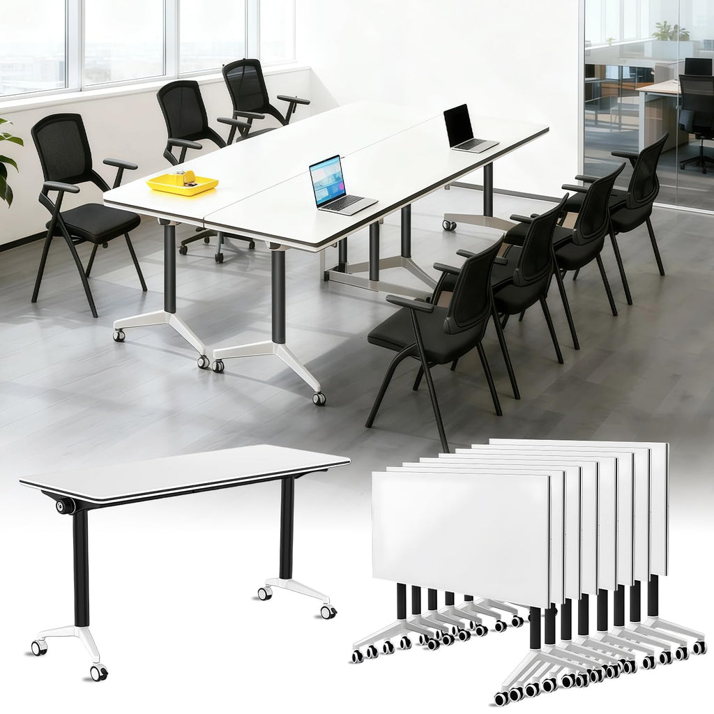 Foldable Mobile Seminar Table with Locking Casters, 8 Pack E995