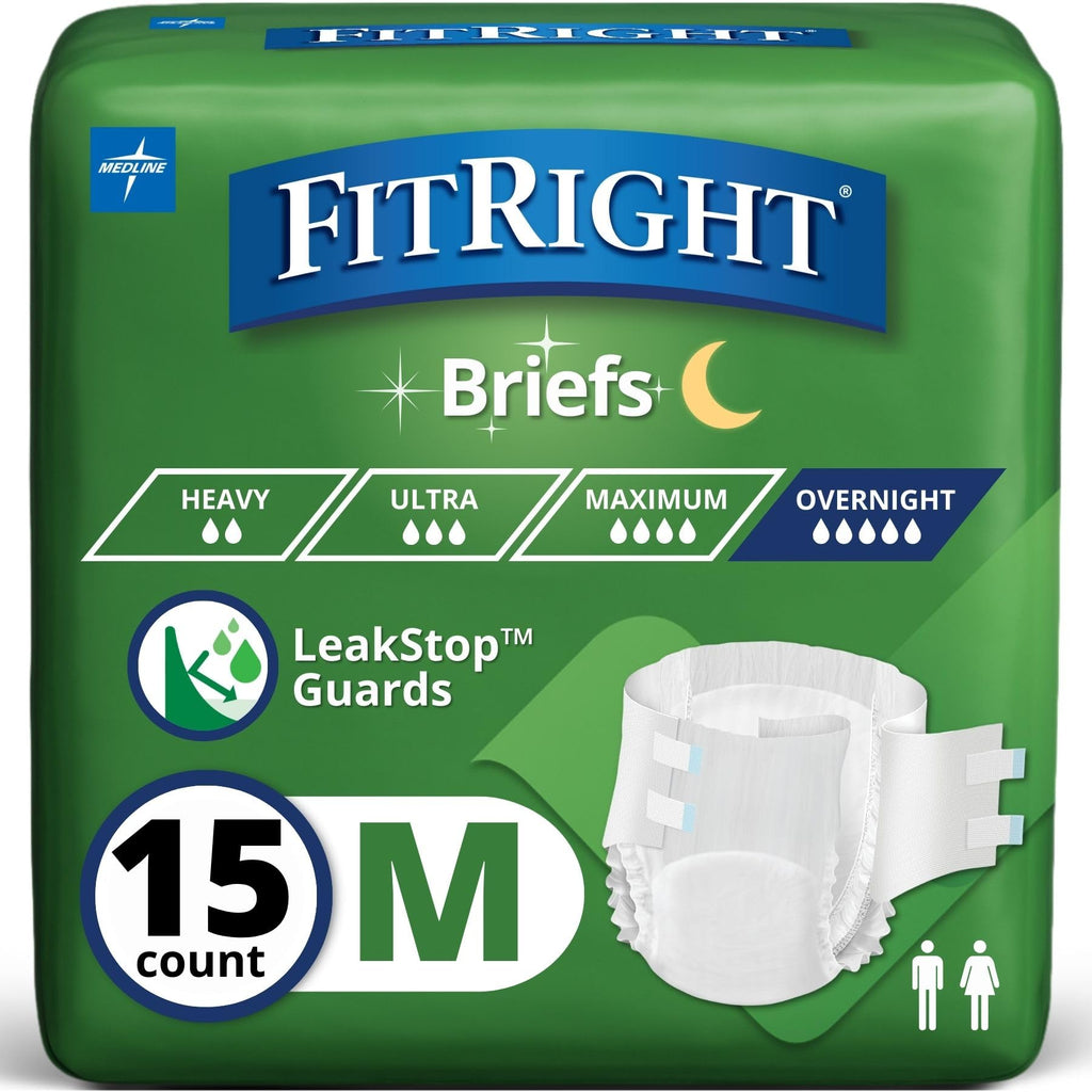 Adult Incontinence Briefs with Tabs, Medium, 15 Count B58372