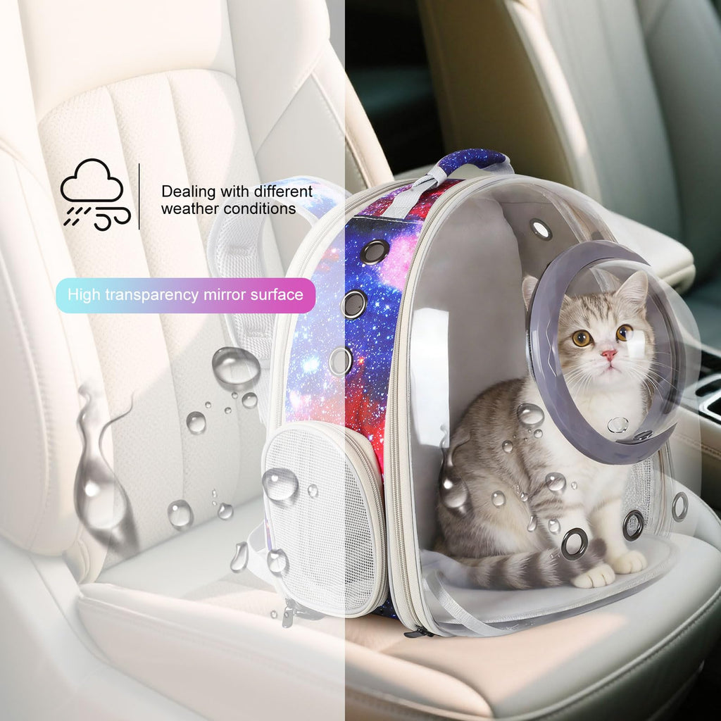 Blue Expandable Cat Backpack with Clear Window J844