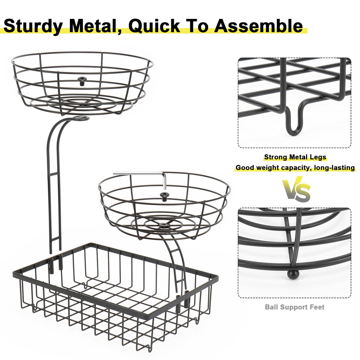 3 Tier Metal Fruit Vegetable Basket C7972