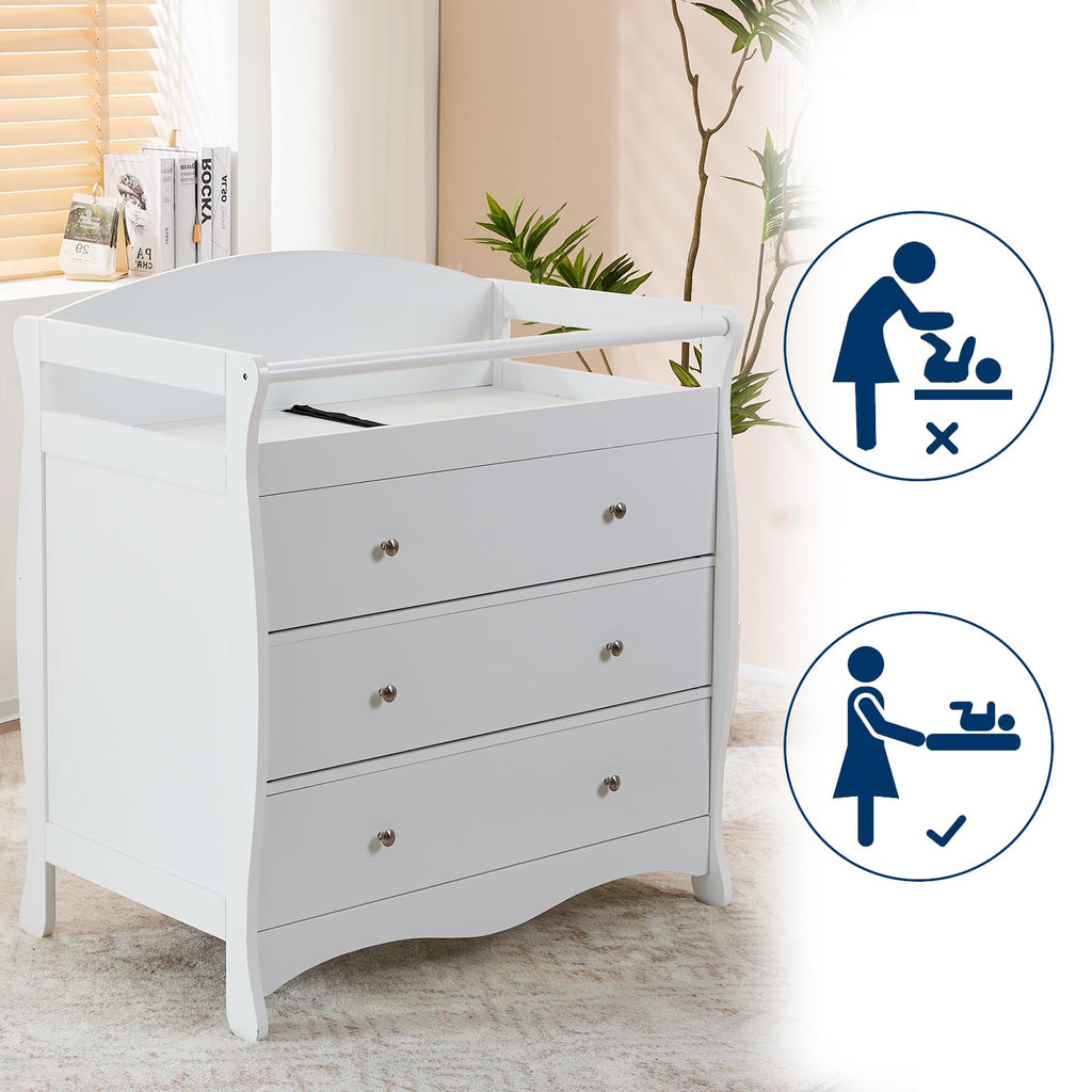 White Changing Table Dresser J17474