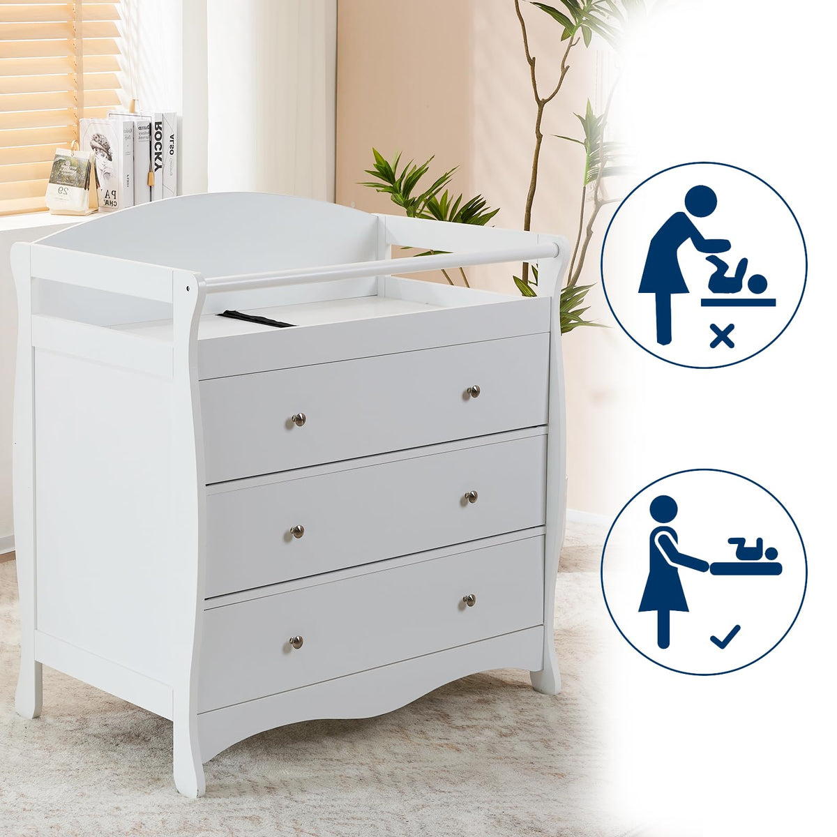 White Changing Table Dresser J17474