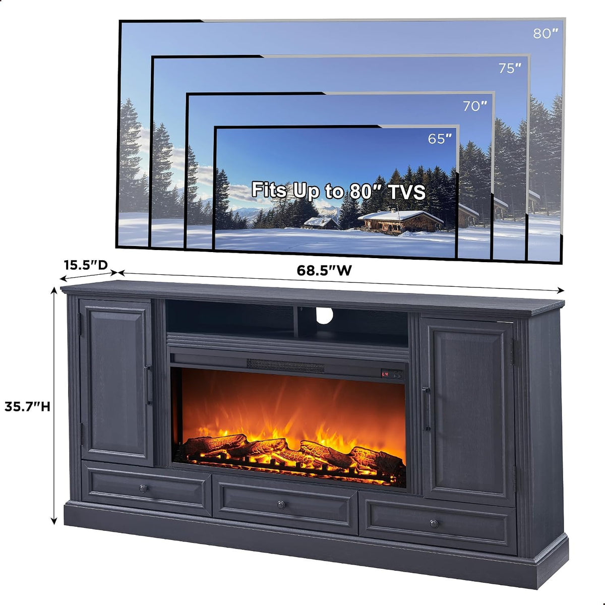 Black Fireplace TV Stand O306971